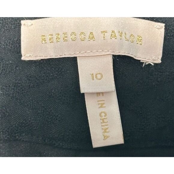 Rebecca Taylor Womens Wide Leg Pants Sz 10 Black Cropped Hi Waist Cotton Blend - Picture 8 of 10